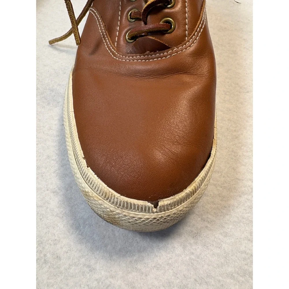 Polo Ralph Lauren Vaughn Mens 10D Tan Brown Leather Low Top Sneakers 00000859